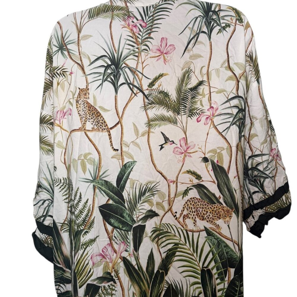 H&M Jungle Print Kimono XS/S Viscose Open Front Cover-Up - Picture 4 of 7